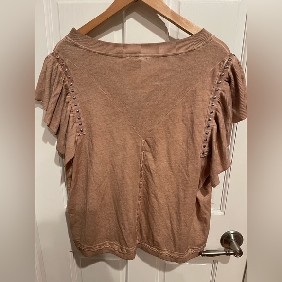 POL Anthropology Beige Ruffle Sleeve Blouse L - Picture 6 of 6